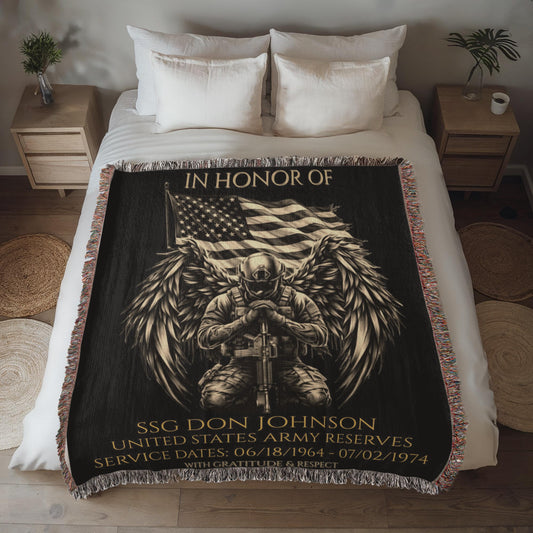 In Honor Of: Personalized Veteran Memorial Woven Blanket - In Honor of Service