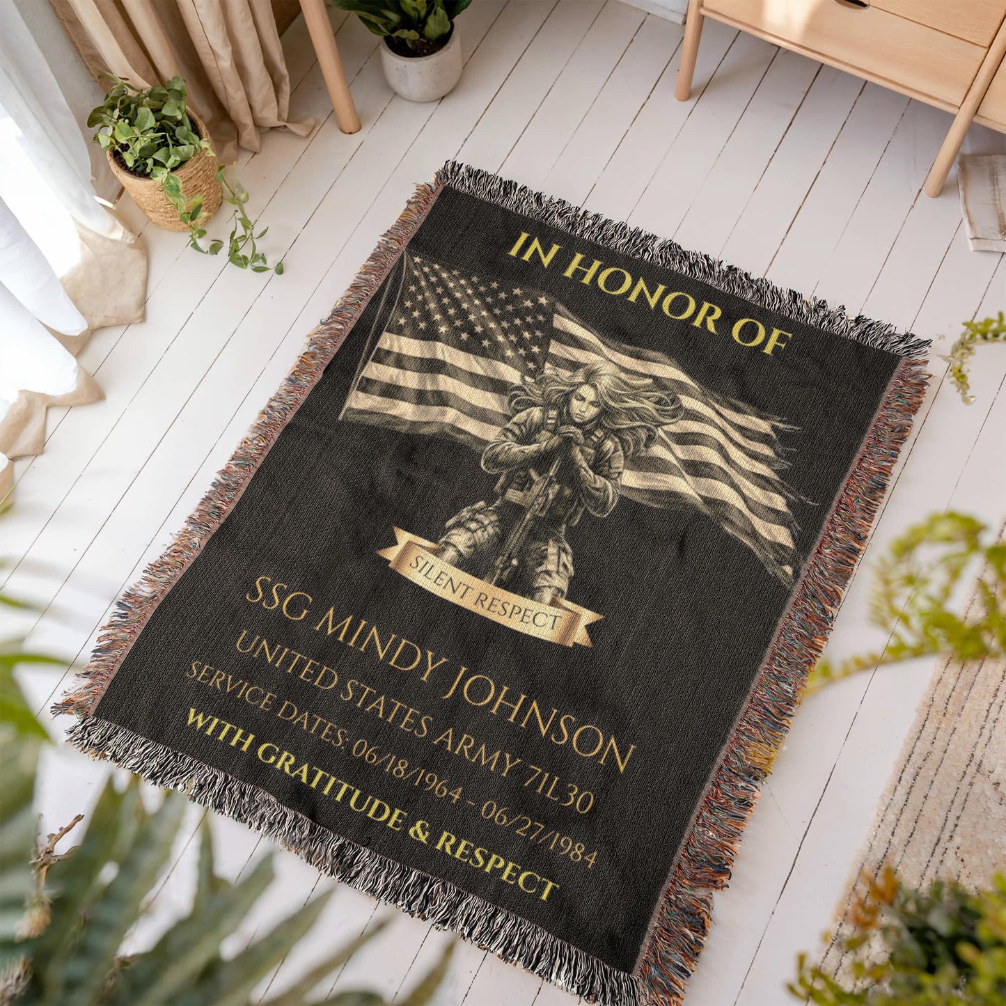Personalized Veteran Wall Display Blanket – A Daily Tribute of Honor for a Living Service Member